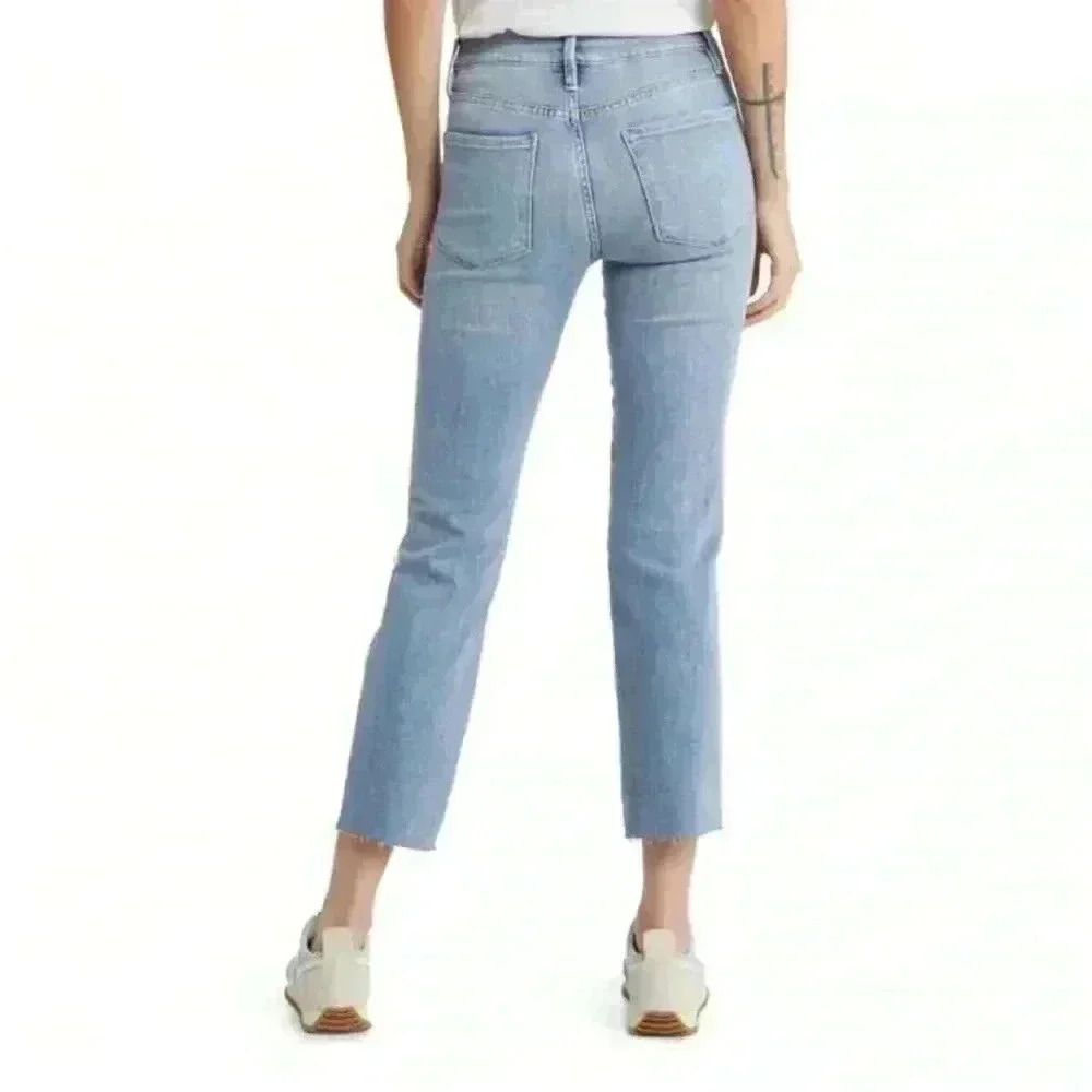 NWT FRAME Denim Sylvie cropped distressed mid-rise straight-leg jeans 29 - Picture 3 of 11